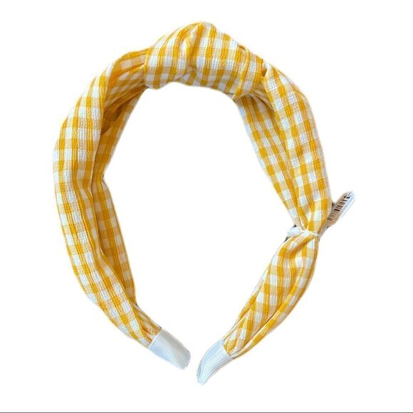 LOFT OUTLET YELLOW AND WHITE CHECKERED HEADBAND NWT - Picture 3 of 3